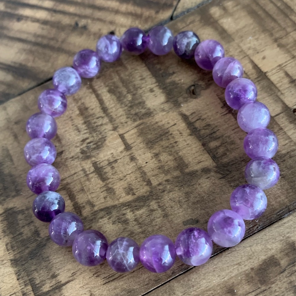 Purple Amethyst Handmade Chakra Stretch Bracelet - Picture 1 of 9